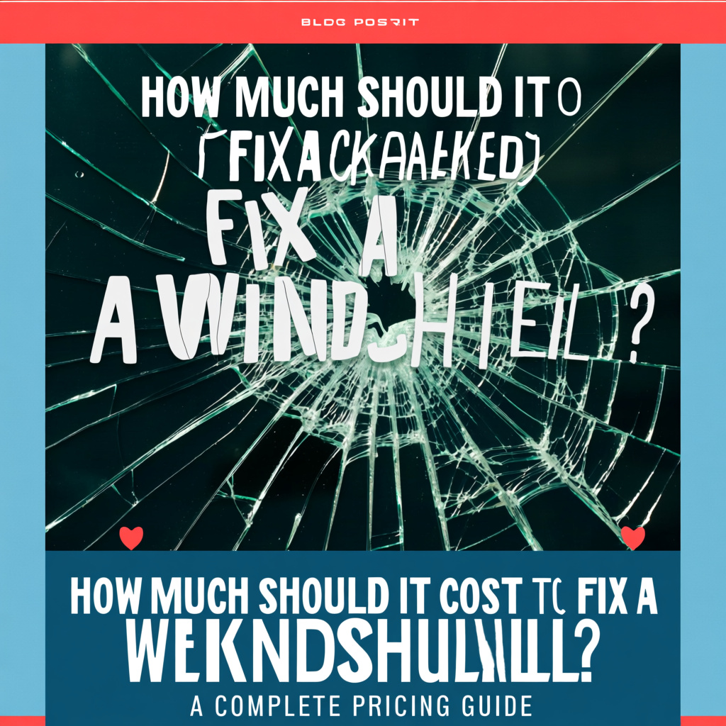 A shattered windshield with text asking “How Much Should It Cost To Fix A Windshield?”